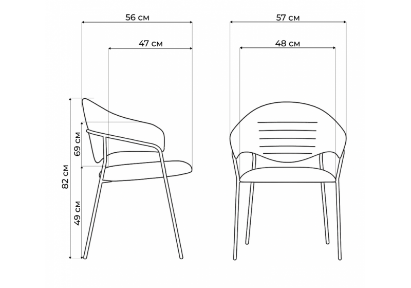 Стул на металлокаркасе Рансол серый / черный глянец (57x56x82)