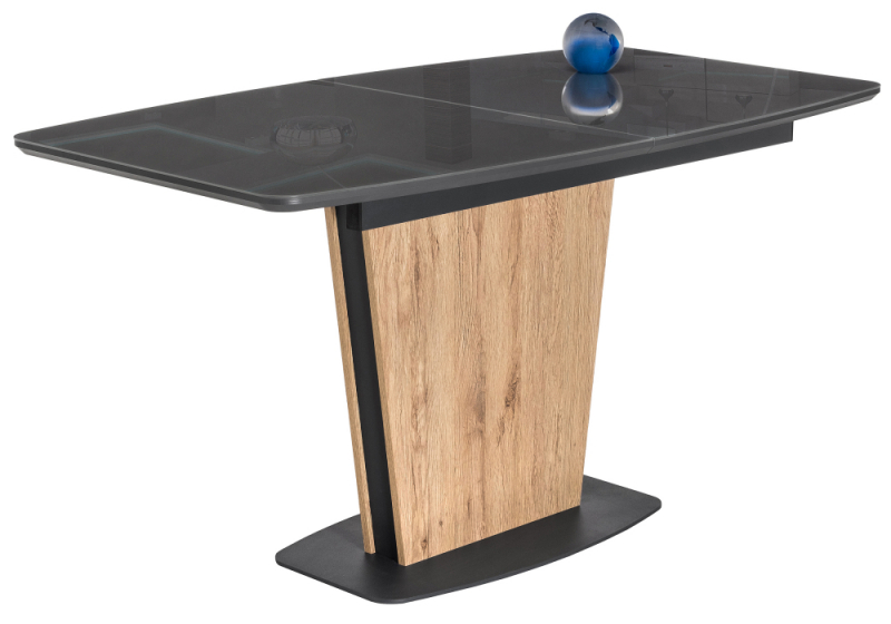 Стол стеклянный Теон дуб антор натуральный / графит (80x76). 