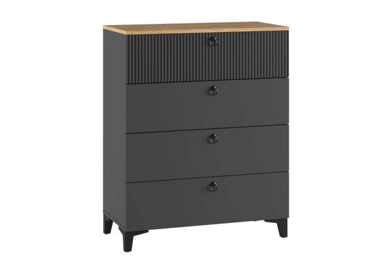 Комод Ника 4Я ПВШ эйхория QR-17 / графит / дуб делано (80x41x101,6). 