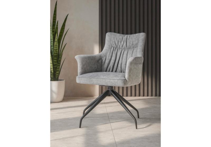 Стул на металлокаркасе Kaser 360 крутящийся grey / black (66x58x84)