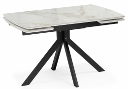 Керамический стол Катчел 120(180)x80 calacatta gold / черный (80x77)