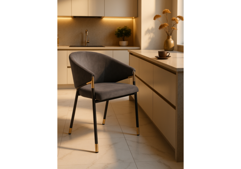 Стул на металлокаркасе Molton gray / black/ gold (61x46x83)